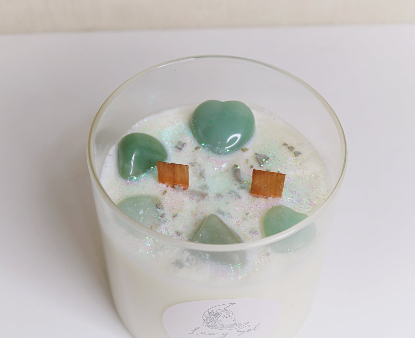 Strength Green Aventurine Crystal Candle