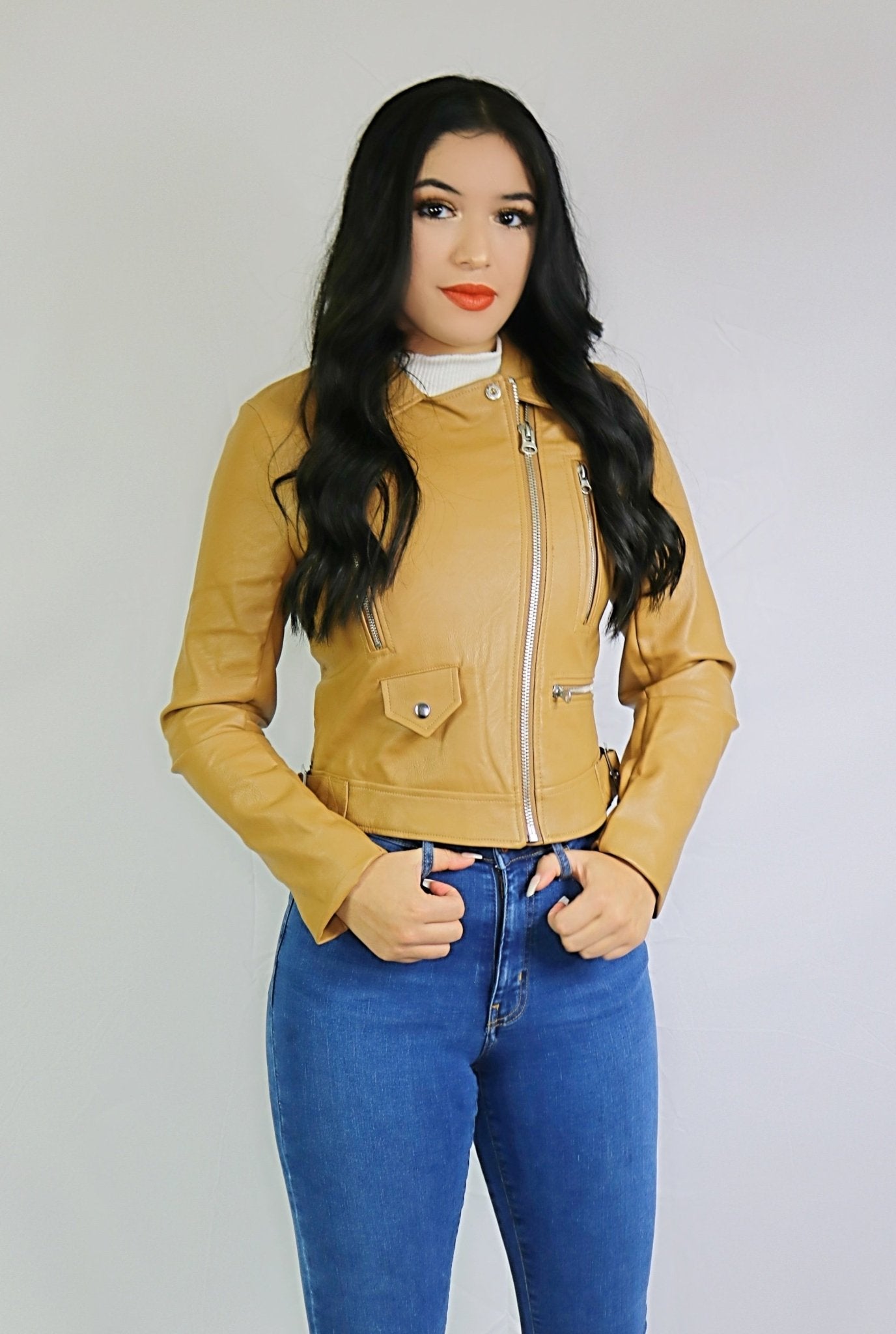 Chai Latte Leather Jacket - Luvina Boutique