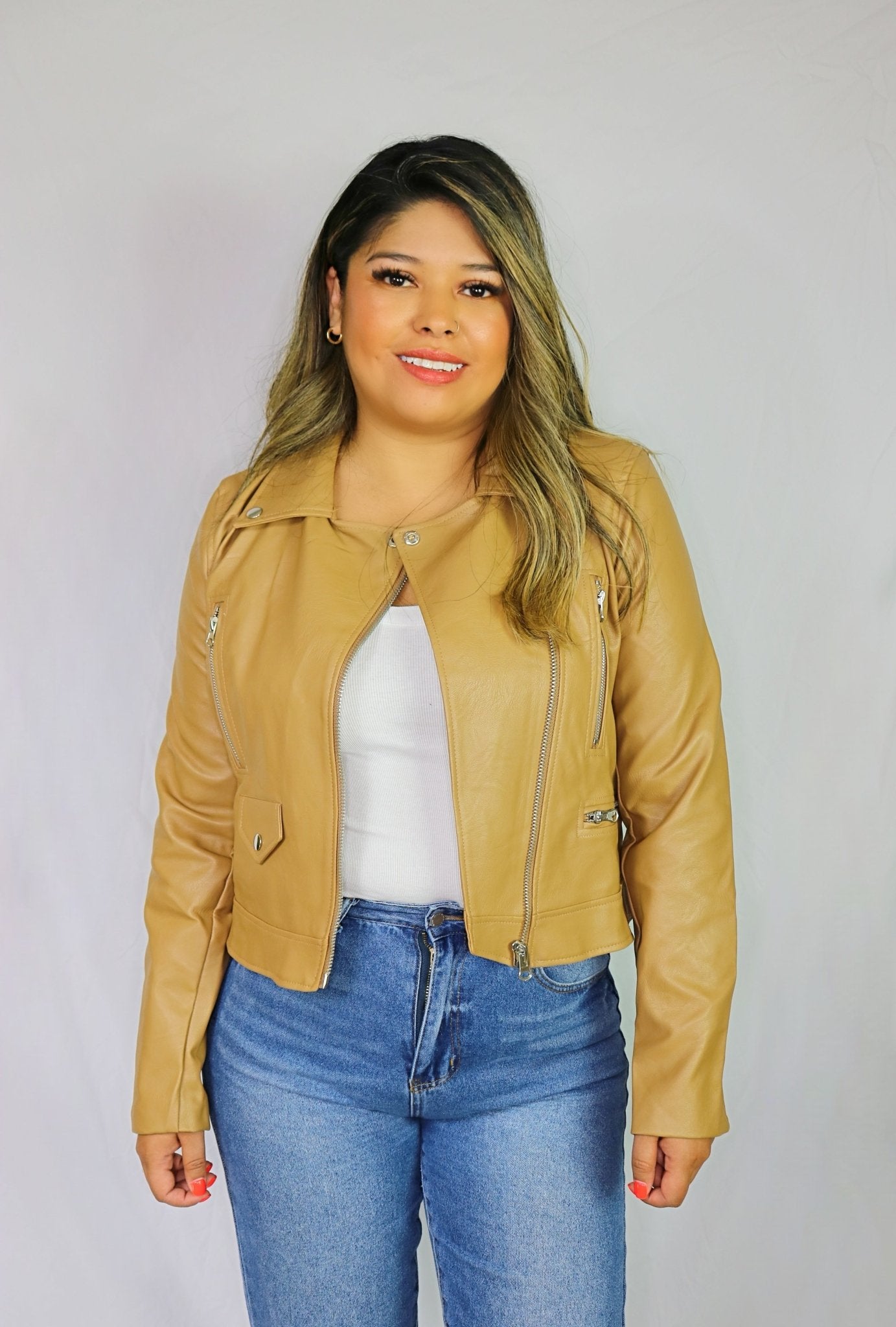 Chai Latte Leather Jacket - Luvina Boutique