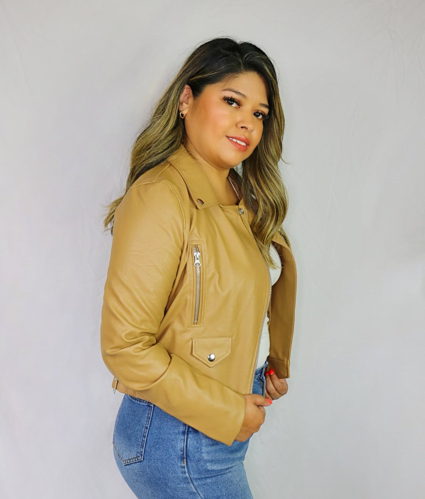 Chai Latte Leather Jacket - Luvina Boutique