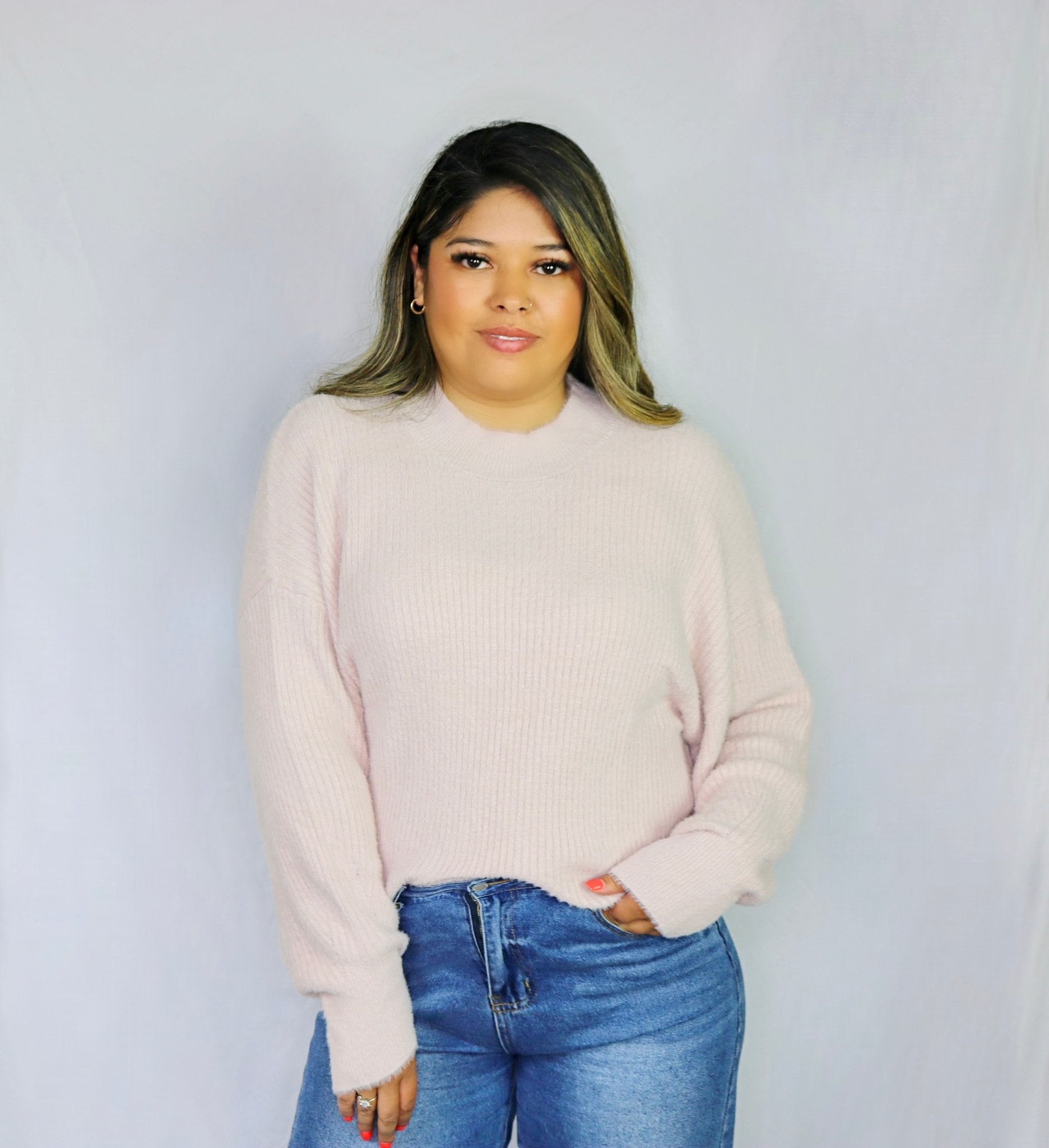 Cozy Fall Blush Sweater - Luvina Boutique