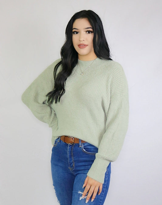 Cozy Fall Green Sweater - Luvina Boutique