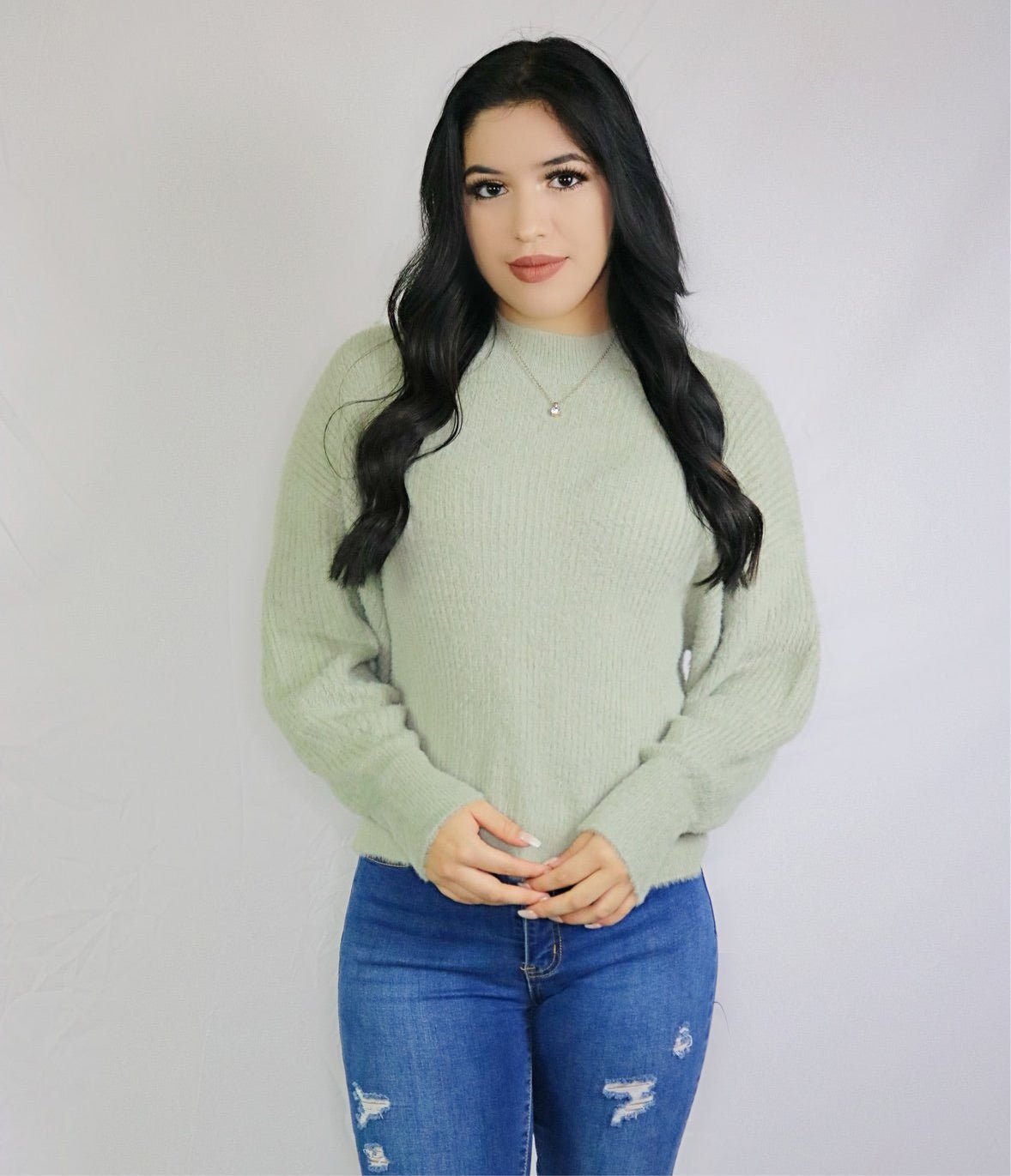 Cozy Fall Green Sweater - Luvina Boutique